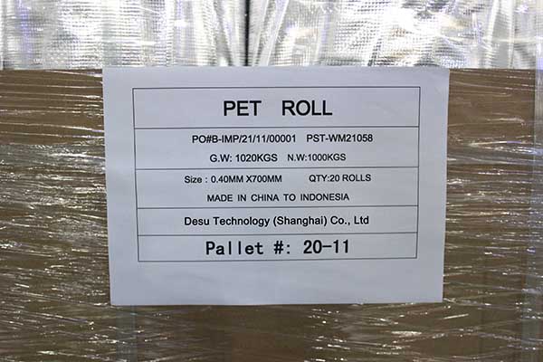 Pet rolls exported to Indonesia ready to ship
