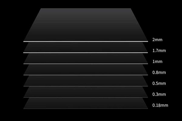 0.18 0.2 0.3 0.5 0.8 1.0 1.2 1.5 1.7 1.8 2.0 mm Thickness PET Sheet 