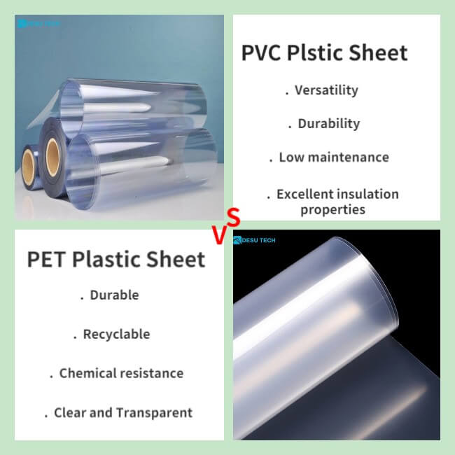 Difference between pvc plastic sheets and pet plastic sheets