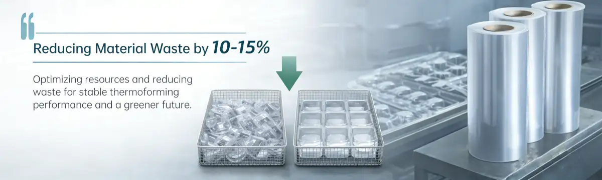 Plastic sheet rolls for thermoformed trays, cups and packaging products