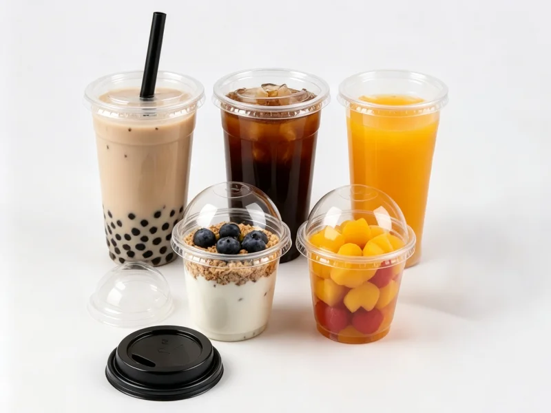 Thermoformed plastic cups and lids