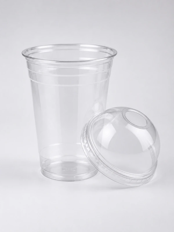 Thermoformed plastic cups and lids
