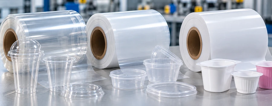 PET PP and PS HIPS thermoforming sheet rolls for cups lids yogurt and dairy packaging