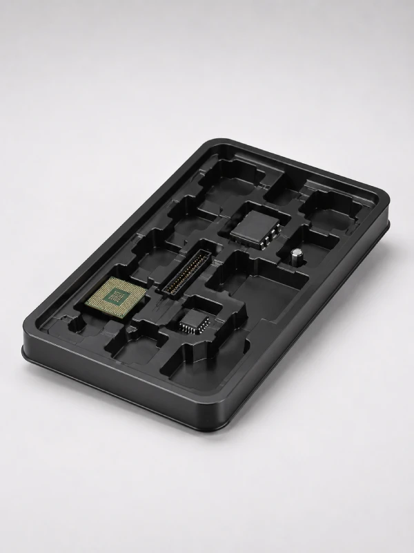 Thermoformed electronics trays and ESD packaging