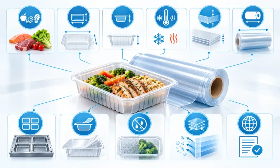 Information required when requesting thermoforming sheet for food tray production