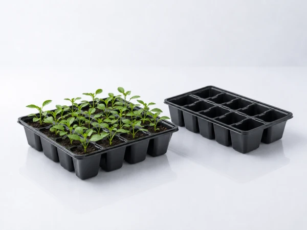 Thermoformed plastic seedling tray