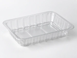 Shallow thermoformed food tray