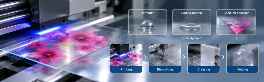 PET sheet printing process and surface treatment considerations